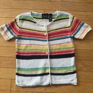 Vintage Crazy Horse Striped Knit Button Cardigan Top